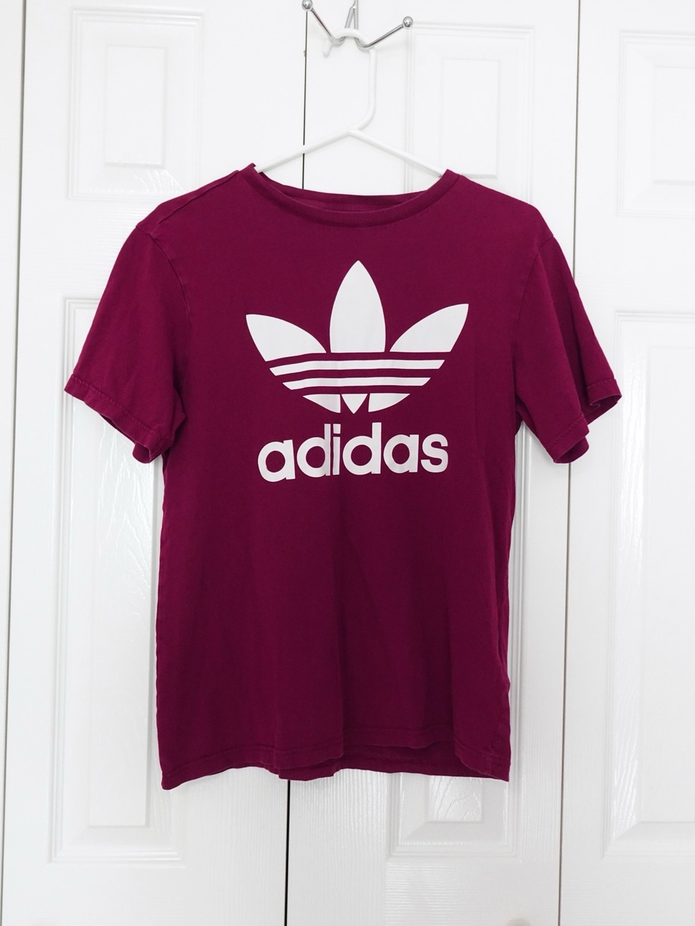 Adidas Kid Shirt Red Cotton Logo Short Sleeve Originals